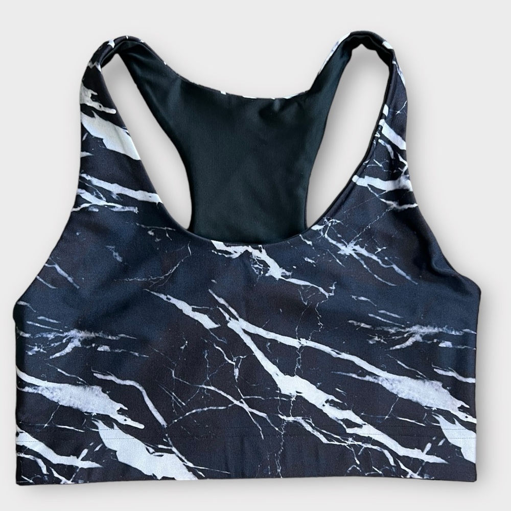 TEREZ Sports Bra Medium Black Marblized NWOT
